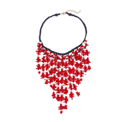 Bohemian Statement Necklace Handmade Multi Layer Beaded Coral Shell Pendant Ethnic Vintage Jewelry For Women