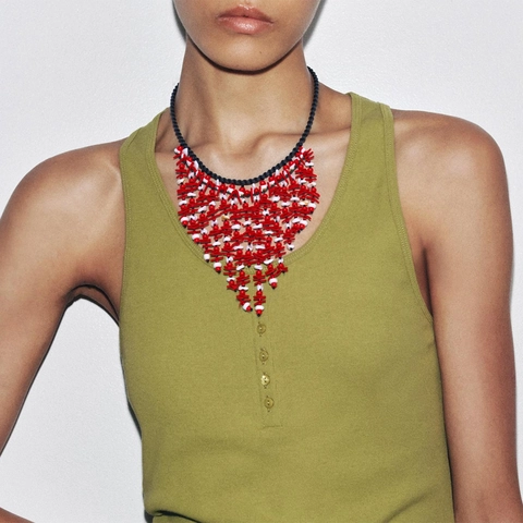 Bohemian Statement Necklace Handmade Multi Layer Beaded Coral Shell Pendant Ethnic Vintage Jewelry For Women