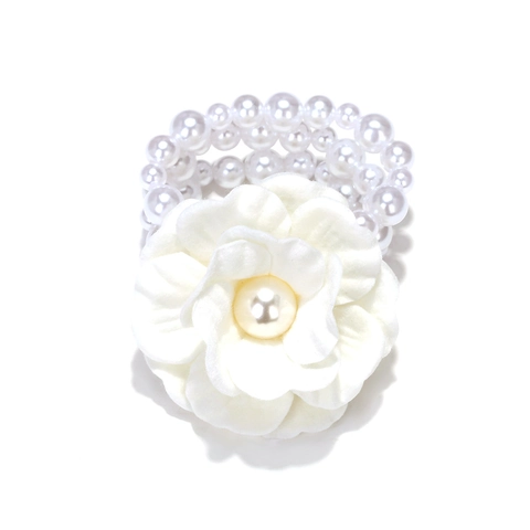 Elegante Bracciale Di Künstliche Perle Imitazione Fiore Di Camelia Multistrato Elastico In Tessuto Corsage Da Polso Per Donne Matrimonio Vacanze