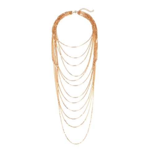 Layered Tassel Waterfall Necklace Zinc Alloy Multi Strand Statement Collarbone Chain Jewelry For Women