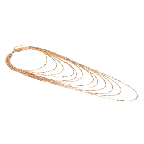 Layered Tassel Waterfall Necklace Zinc Alloy Multi Strand Statement Collarbone Chain Jewelry For Women