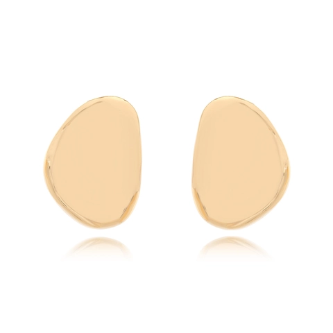 Irregular Organic Pebble Stud Earrings Minimalist Liquid Metal Geometric High Polish Jewelry With Stainless Steel Earring Post