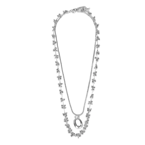 Statement Mehrlagige Halskette Zinklegierung Perlen Schlangenkette Mit Ovalem Spiegelanhänger Modeschmuck Für Damen