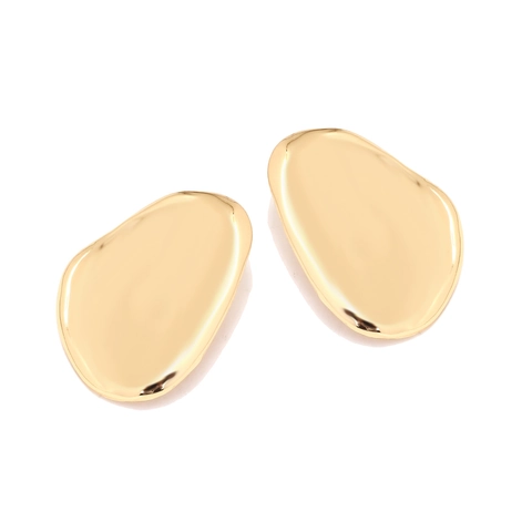 Irregular Organic Pebble Stud Earrings Minimalist Liquid Metal Geometric High Polish Jewelry With Stainless Steel Earring Post