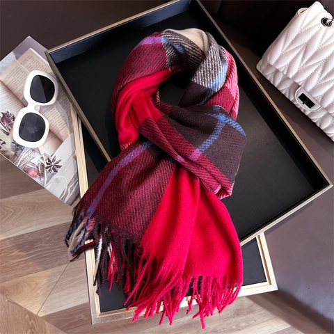 Sciarpa Scialle A Quadri Grandi Quadri Nappe Morbido Caldo Inverno Moda Stile Britannico Versatile Per Donna Uomo