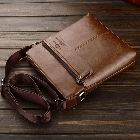 Bolso de Hombro de Cuero PU para Hombre Negocios Casual Vintage Vertical Messenger Bag Retro Bolso Cruzado para Diario Oficina