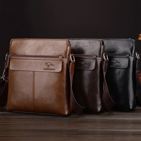 Bolso de Hombro de Cuero PU para Hombre Negocios Casual Vintage Vertical Messenger Bag Retro Bolso Cruzado para Diario Oficina