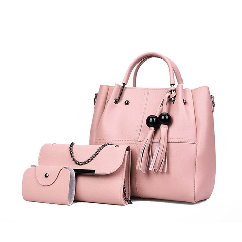 Borsa A Mano Borsa A Tracolla E Portafoglio In Pelle PU Da Donna Con Nappe Moda Versatile Grande Capacità Tote
