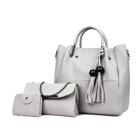 Borsa A Mano Borsa A Tracolla E Portafoglio In Pelle PU Da Donna Con Nappe Moda Versatile Grande Capacità Tote