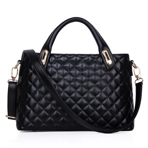 Sac À Main Matelassé Cuir PU Matériel Doré Bandoulière Élégant Social Bureau Femmes Messenger Tote Sac