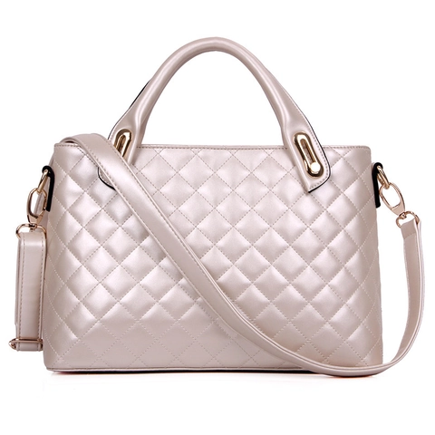 Sac À Main Matelassé Cuir PU Matériel Doré Bandoulière Élégant Social Bureau Femmes Messenger Tote Sac