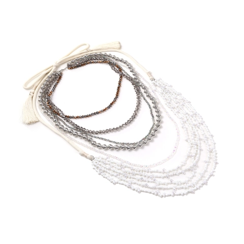 Collana A Cascata Bohémien Fatta A Mano Multistrato Con Perline E Nappa In Cristallo Artificiale Per Donne