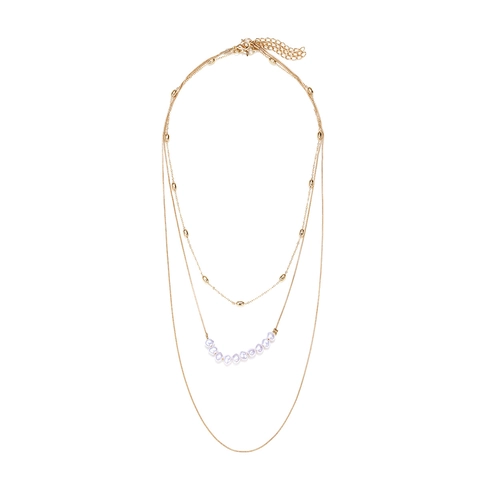 Collier Multi-Rangs Avec Fausses Künstliche Perles Alliage De Zinc Multi Couches Doré Bijoux De Mode Pour Femmes Élégant