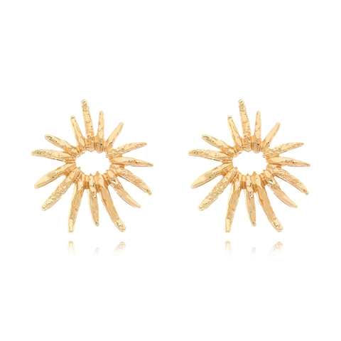 Orecchini Girasole Vintage Lega Texture Martellata Con Perno In Acciaio Inossidabile Gioielli Spiaggia Per Donne
