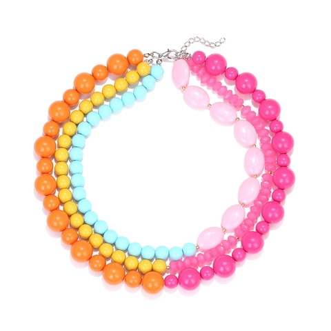 Bohemian Multi Layer Beaded Necklace Colorful Resin Beads Handmade Gradient Clavicle Chain Alloy Clasp For Women