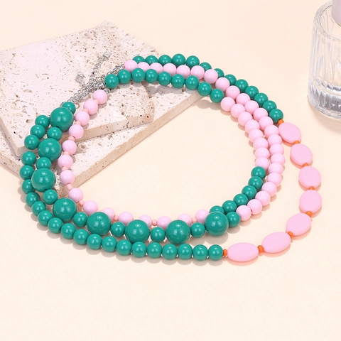 Collana Di Perline Multistrato Resina Macaron Perline Bohemien Colorato Dichiarazione Catena Di Clavicola Per Donne Gioielli Moda