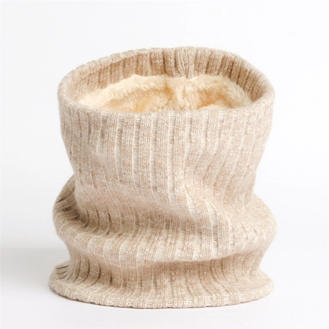 Winter Knitted Snood Neck Warmer Fleece Lined Thick Ribbed Scarf Windproof Neck Cover For Men Women Outdoor Daily Accessory