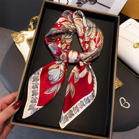 Sciarpa Quadrata Con Stampa Floreale Vintage Da Donna Effetto Raso Satina Foulard Collo Testa Accessorio Moda