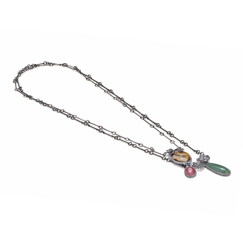 Collar De Cadena Larga Bohemio Vintage Con Colgantes De Resina De Flores Multicolor Joyería De Aleación De Plata Antigua Para Mujer