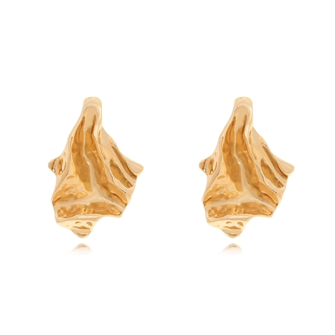 Boucles D Oreilles Puces Vagues Irrégulières Alliage De Zinc Avec Tige En Acier Inoxydable Texture Plissée Style Métal Rétro