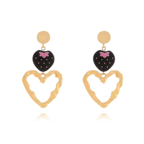 Mode Herz Erdbeere Hängeohrringe Zinklegierung Harz Mit Edelstahl-Ohrstecker Süße Polka Dot Schleife Schmuck Damen