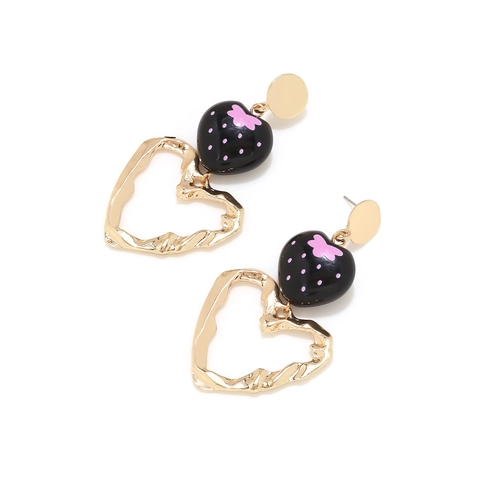 Mode Herz Erdbeere Hängeohrringe Zinklegierung Harz Mit Edelstahl-Ohrstecker Süße Polka Dot Schleife Schmuck Damen