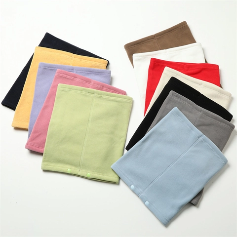 Winter Neck Gaiter Scarf Polyester Polar Fleece Thickened Thermal Button Closure Solid Color Outdoor Cycling Unisex Warm Soft