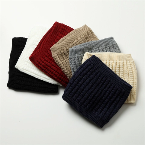 Calentador De Cuello De Punto Invierno Snood Grueso Forro Polar Bufanda Cálida Cortavientos Color Sólido Hombre Mujer