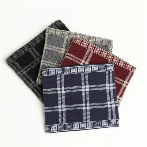 Winter Knitted Fleece Lined Neck Warmer Plaid Snood Scarf For Men Women Thick Thermal Cold Protection Outdoor Neck Gaiter