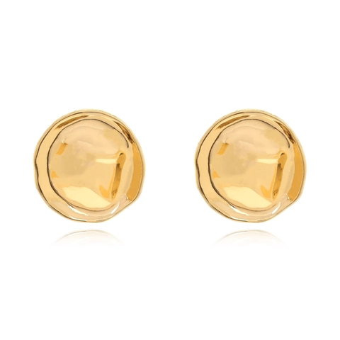 Retro Hammered Round Earrings Zinc Alloy With Stainless Steel Earring Post Large Geometric Vintage For Women