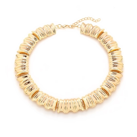 Klobige Gerippte Choker Halskette Für Damen Legierung Metallisch Geometrisch Retro Übertrieben Statement Halsschmuck
