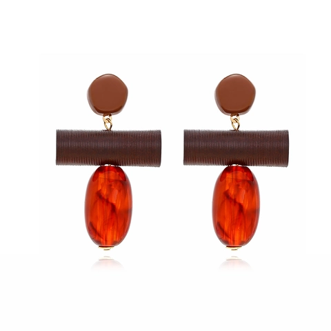 Orecchini Pendenti Geometrici Con Perline Di Legno E Pendenti In Resina Stile Bohémien Accessori Di Moda Per Donne