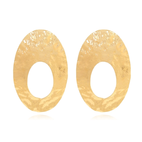Orecchini Ovali Cavi Consistenza Martellata Vintage Minimalista Gioielli Con Perno In Acciaio Inossidabile Per Donne