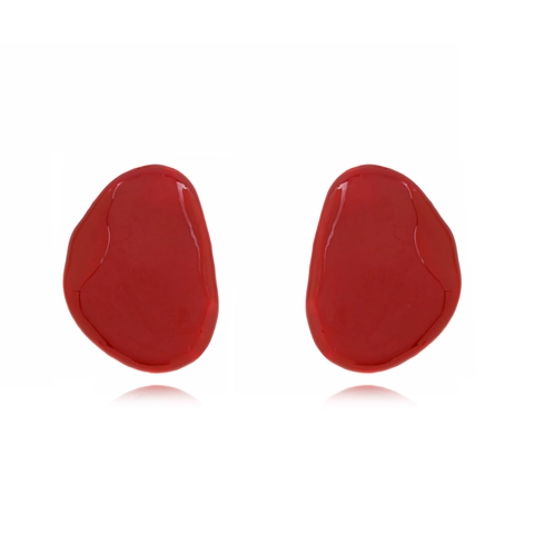 Irregular Geometric Studs Burgundy Alloy Enamel Glazed Retro Exaggerated Fashion Women With Stainless Steel Earring Post