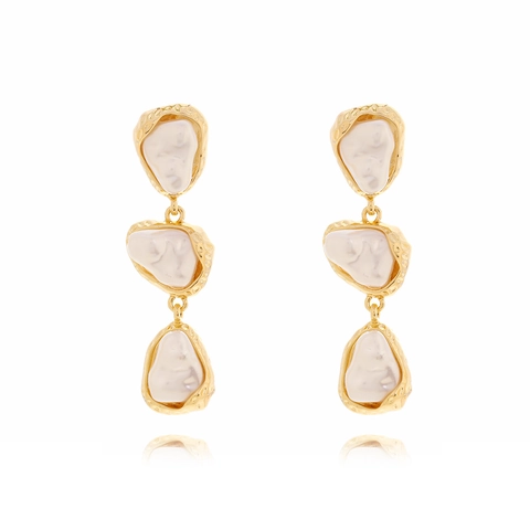Retro Baroque Imitation Pearl Drop Earrings For Women Geometric Multi Layer Alloy Dangling Earrings For Party Jewelry