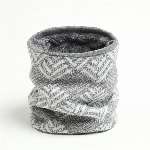 Scaldacollo In Maglia Invernale Foderato In Pile Spesso Termico Motivo Jacquard Geometrico Sciarpa Per Uomo Donna