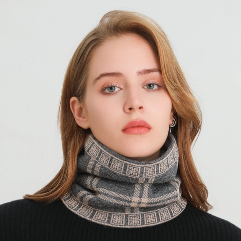 Winter Knitted Fleece Lined Neck Warmer Plaid Snood Scarf For Men Women Thick Thermal Cold Protection Outdoor Neck Gaiter