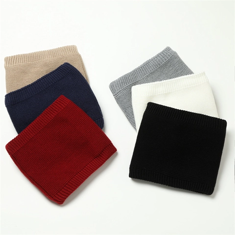 Scaldacollo Invernale Snood Poliestere Lavorato A Maglia Foderato In Pile Caldo Elastico A Coste Tinta Unita Per Sport