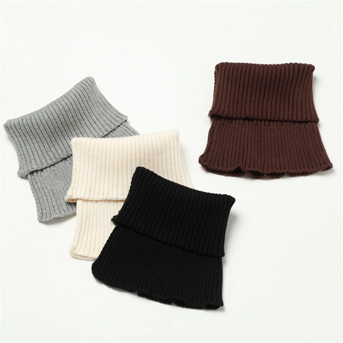Calentador De Cuello De Punto Invierno Cálido Cuello Falso Acanalado A Prueba De Viento Color Sólido Elástico Para Hombres Mujeres