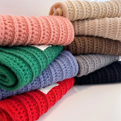 Solid Color Cable Knit Winter Scarf Thick Warm Tassel Shawl Acrylic Nylon Wool Polyester Blend For Women