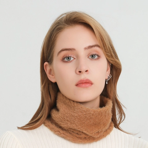 Nekwarmer Van Imitatiekonijnenbont Col Sjaal Winter Sjaal Gevoerd Met Dikke Fleece Effen Kleur Pluche Buiten Voor Uniseks