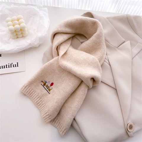 Damen Winter Strickschal Niedlicher Dackel Hund Ballon Stickerei Langer Warmer Schal Für Casual Outdoor Herbst Winter
