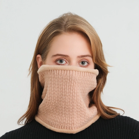 Unisex Knit Neck Warmer Winter Thickened Scarf Plush Lined Neck Gaiter For Men Women Waffle Pattern Warm Soft Cervical Protection Outdoor Snood