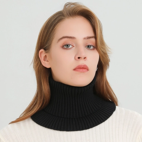 Calentador De Cuello De Punto Invierno Cálido Cuello Falso Acanalado A Prueba De Viento Color Sólido Elástico Para Hombres Mujeres