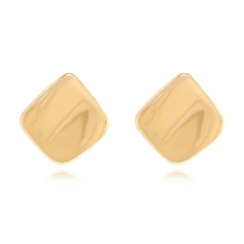Geometric Square Stud Earrings For Women Metal Alloy With Stainless Steel Earring Post Smooth Exaggerated Retro Style