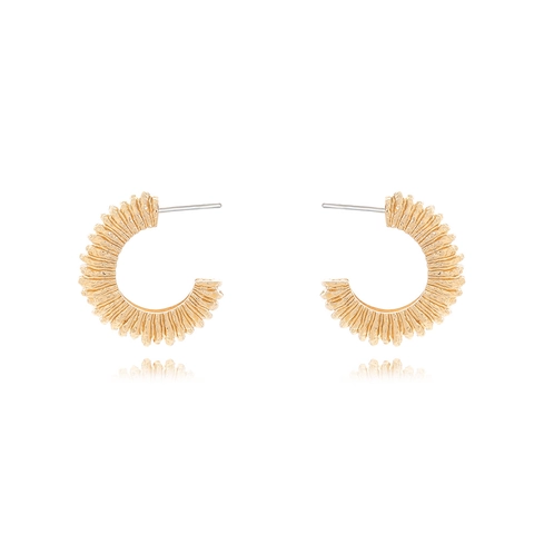 Retro C Vormige Hoop Oorbellen Legering Geribbelde Getextureerde Design Met Roestvrijstalen Oorsteker Mode Sieraden Voor Vrouwen