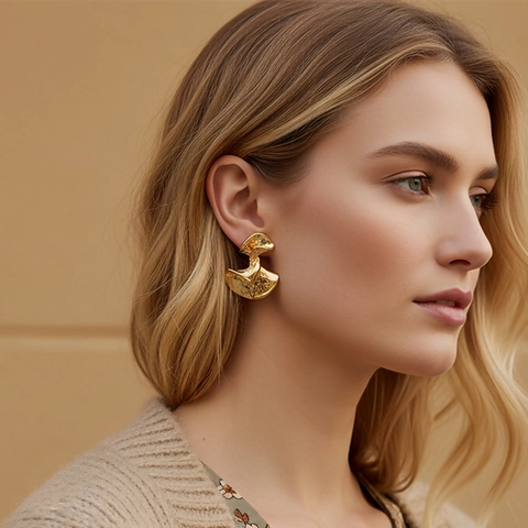 Twisted Geometrische Ohrstecker Hammerschlag Legierung Mit Edelstahl Ohrpfosten Vintage Abstrakt Schmuck Damen