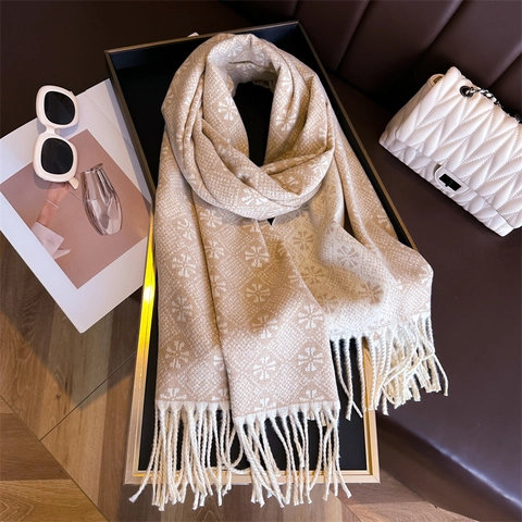 Winter Schal Kaschmir Ähnlich Jacquard Blumen Quasten Stola Wrap Lang Weich Elegant Warm