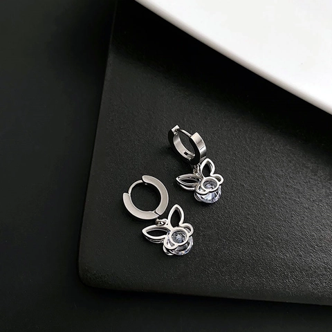 Roestvrijstalen Vlinder Hanger Hoop Oorbellen Zirkoon Sprankelend Elegant Mode Sieraden Voor Vrouwen Meisjes