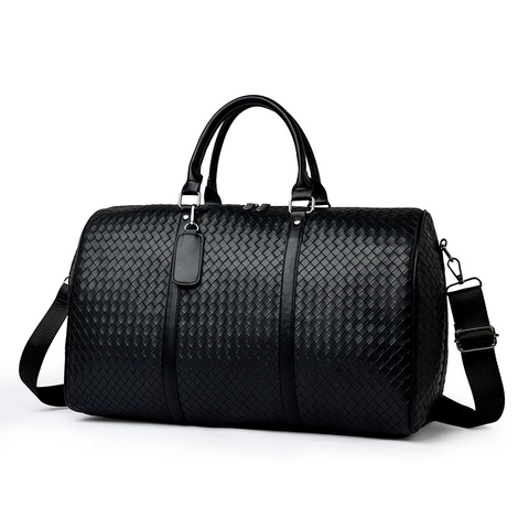 Bolso De Viaje De Cuero PU Trenzado Gran Capacidad Con Correa Ajustable Para Hombro Para Negocios Gimnasio Fin De Semana